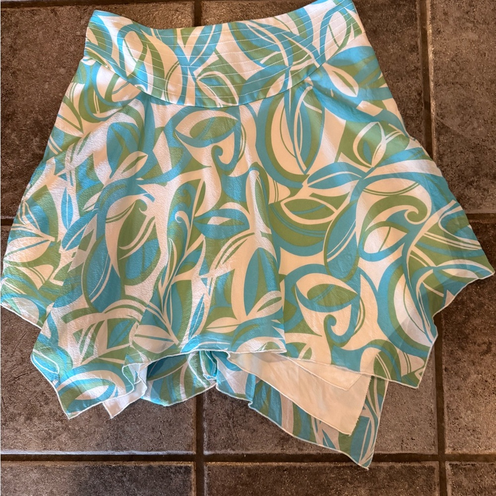 Bebe Blue Asymmetrical Skater Mini Skirt (and sweater) XS; silk Y2K - Picture 10 of 16